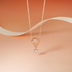 Hot Air Balloon Necklace - Romantic Rose Gold