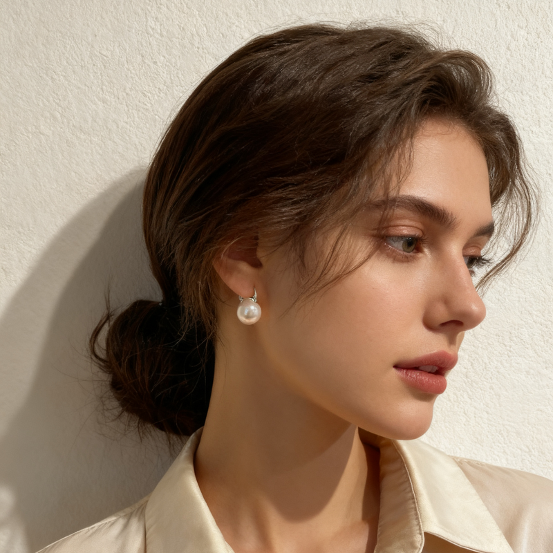 Pearl Earrings - 925 Sterling Silver Hoop Factory