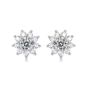 Moissanite Earrings - Rhodium Plated GIC Factory
