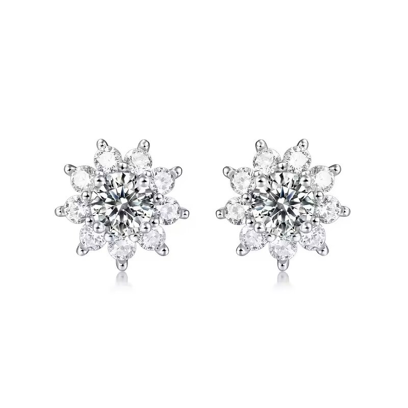 Moissanite Earrings - Rhodium Plated GIC Factory