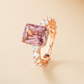 Emerald Cut Ring - Light Luxury Pink Diamond
