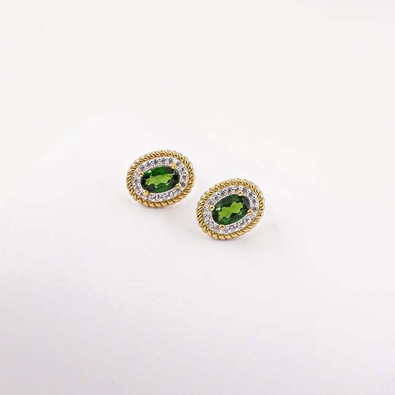 Diopside Hoop Earrings - S925 Natural French