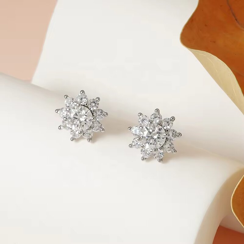Moissanite Earrings - Rhodium Plated GIC Factory