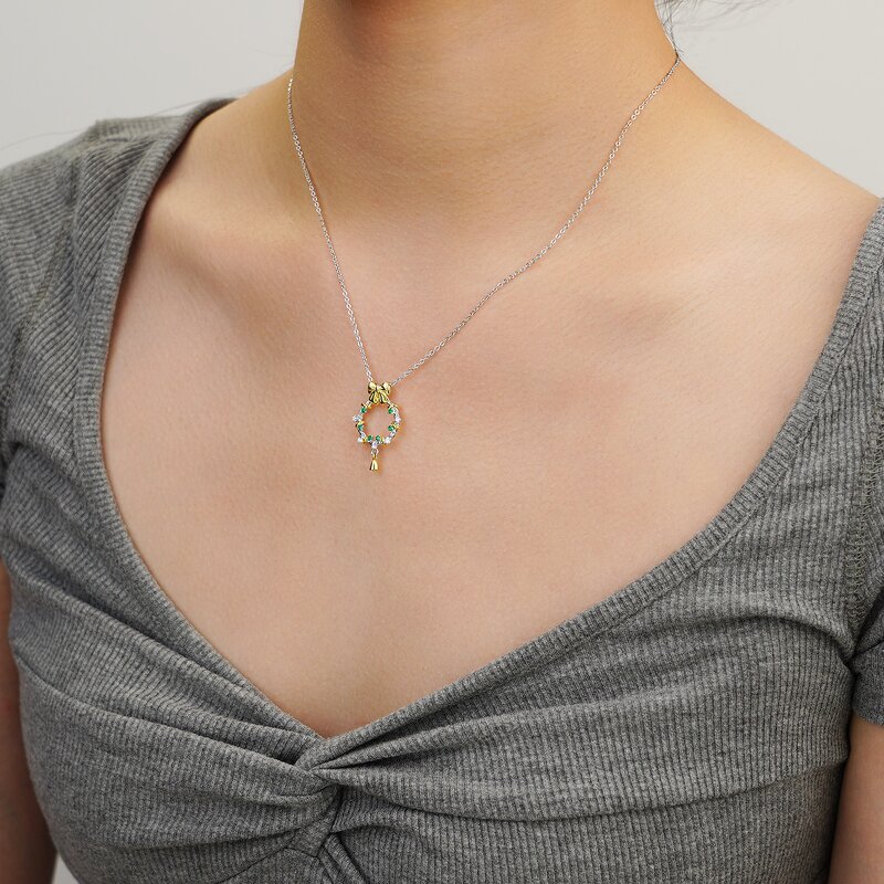 Christmas Necklace - 925 Sterling Silver Dual Color