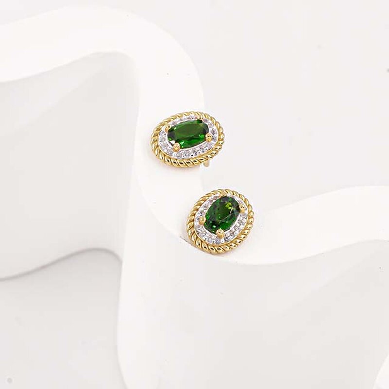 Diopside Hoop Earrings - S925 Natural French