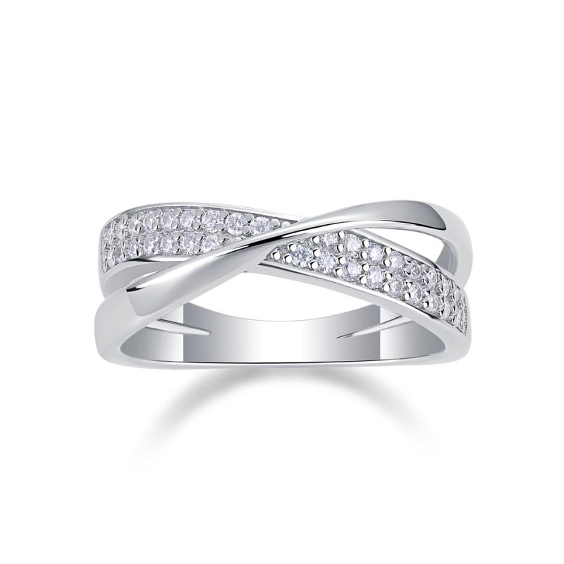 X Shape Band Ring - Hip Hop Full Moissanite