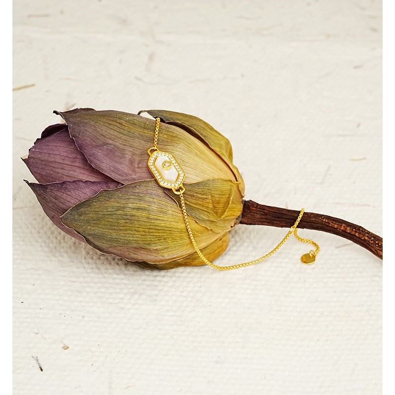 Hexagon Bracelet - French Vintage Gold Plated