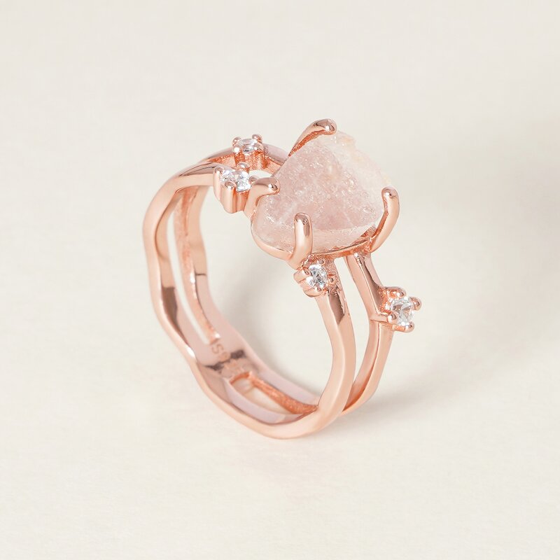 Moonstone Ring - 925 Sterling Silver Double Layers