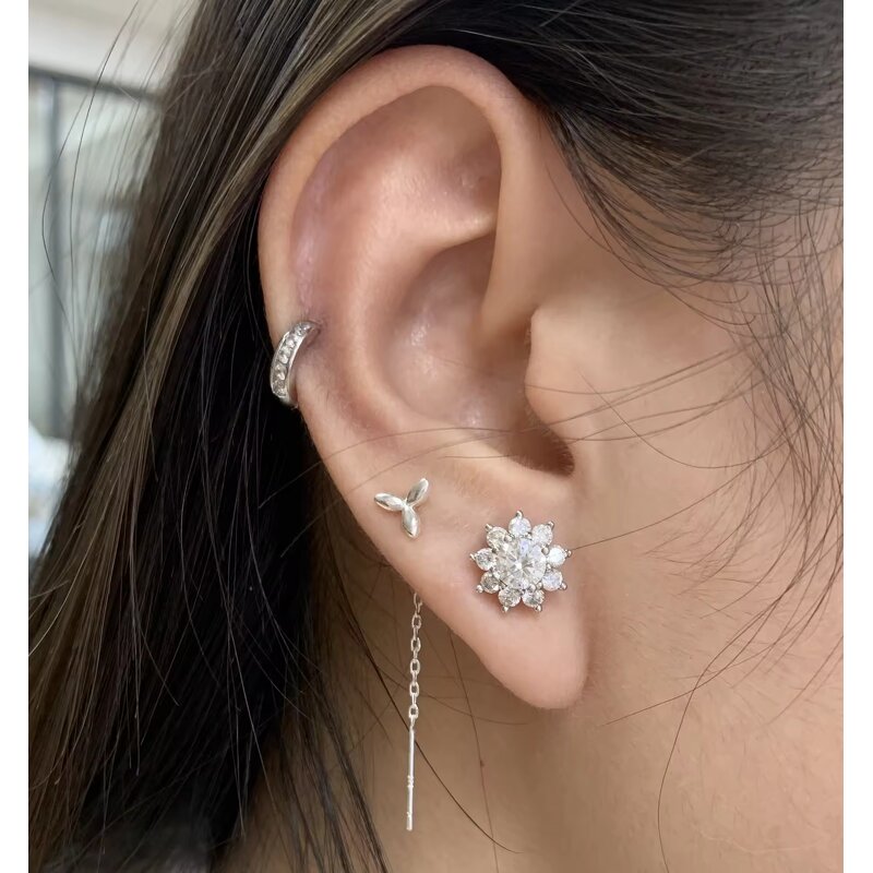 Moissanite Earrings - Rhodium Plated GIC Factory