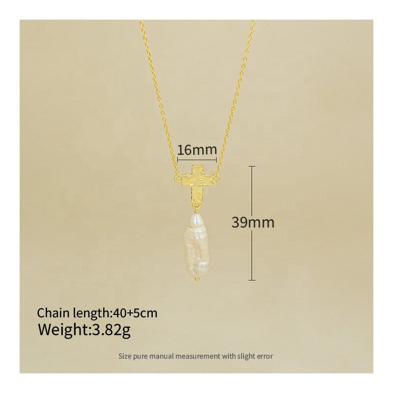 Pearl Drop Necklace - 925 Silver Statement Long