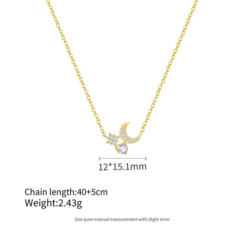 Moon Star Necklace - Gold Plated Crescent Designer