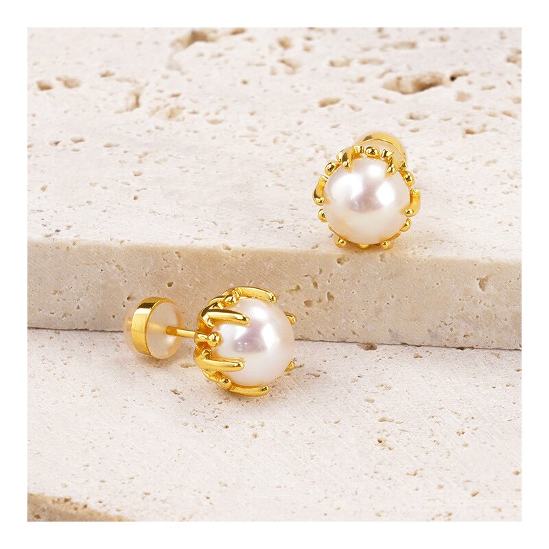 Freshwater Pearl Earrings - Simple Hand Stud Design