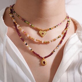 Crystal Pendant Necklace - Boho Gold Plated