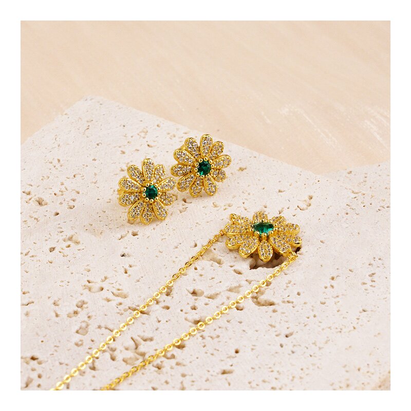 Emerald Jewelry Set - Bulk in Stock S925 Silver