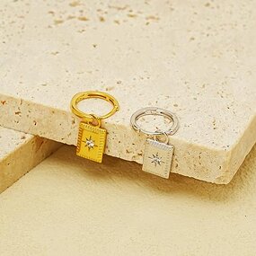 Geometric Hoop Earrings - Gold Plated Octagram