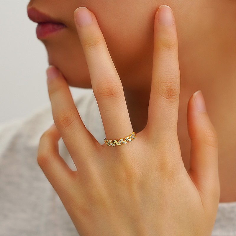 Leaf Shape Ring - Custom 5A Zircon Stackable