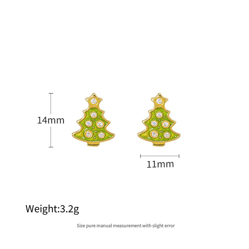 Christmas Earrings - 925 Sterling Silver Enamel
