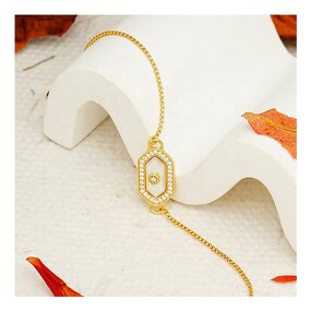 Hexagon Bracelet - French Vintage Gold Plated