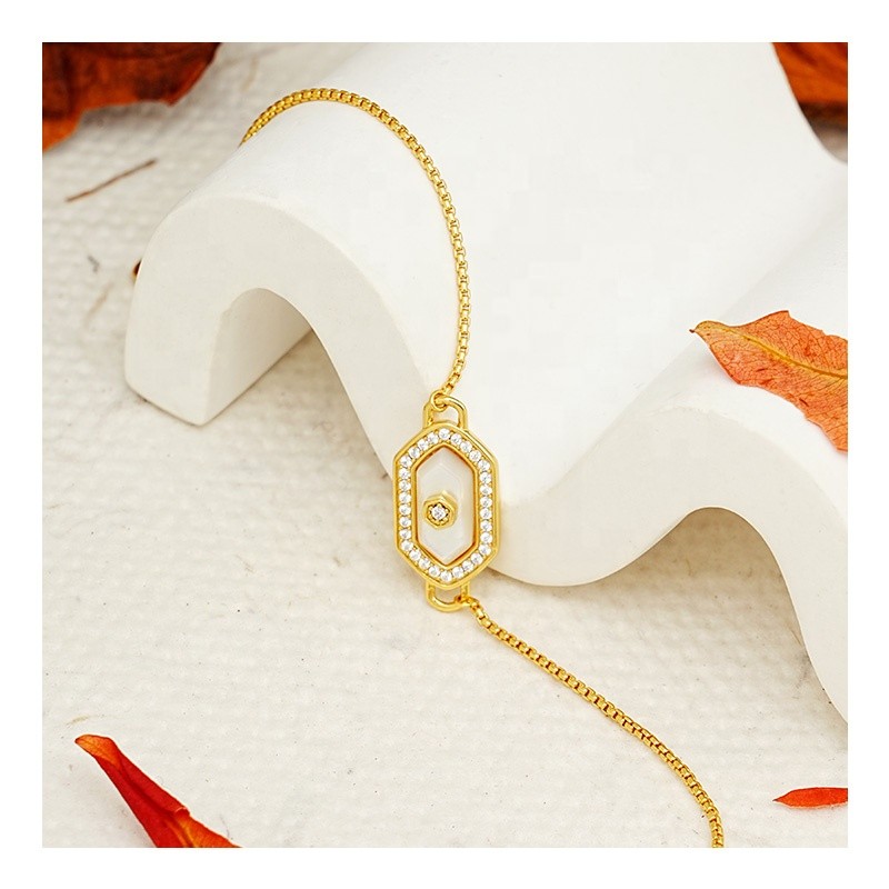 Hexagon Bracelet - French Vintage Gold Plated