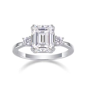 Moissanite Wedding Ring - 3CT Emerald Cut Factory
