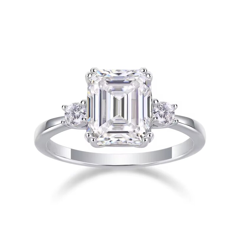 Moissanite Wedding Ring - 3CT Emerald Cut Factory