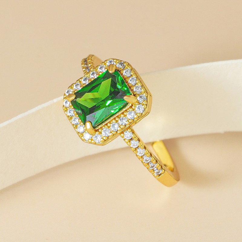 Emerald Cut Ring - Dainty Green Zircon Wholesale