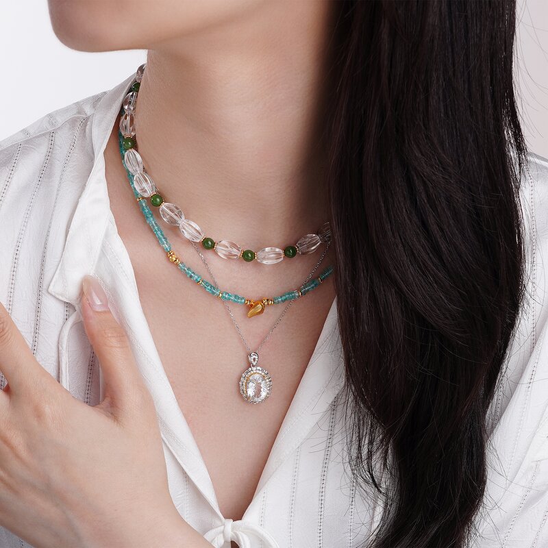 Crystal Necklace - Boho Natural Stone Gold Plated