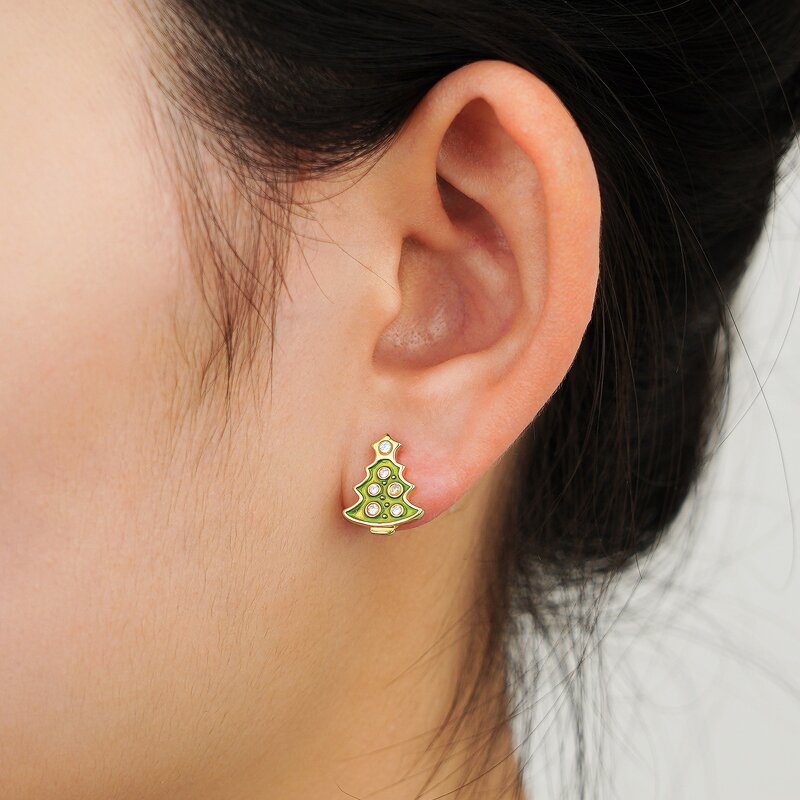 Christmas Earrings - 925 Sterling Silver Enamel