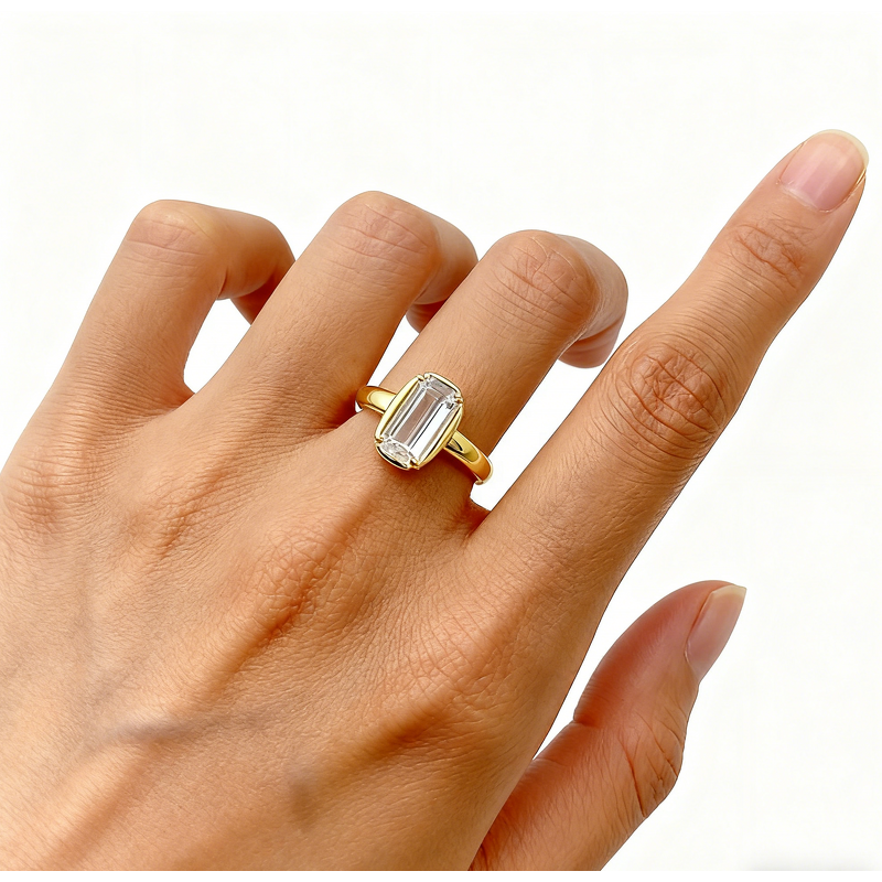 Emerald Cut Ring - Gold Plated 925 Silver Factory