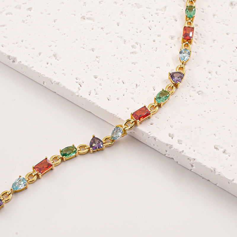 Rainbow Bracelet - 925 Silver Gold Plated Multi