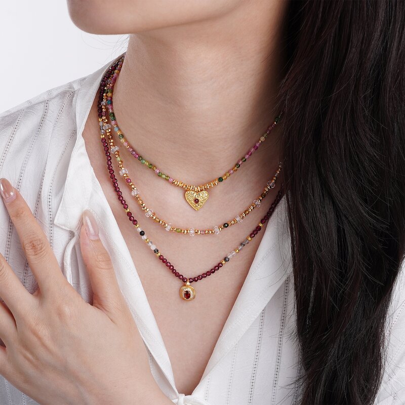 Crystal Pendant Necklace - Boho Gold Plated