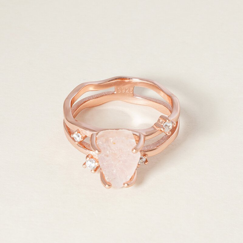 Moonstone Ring - 925 Sterling Silver Double Layers