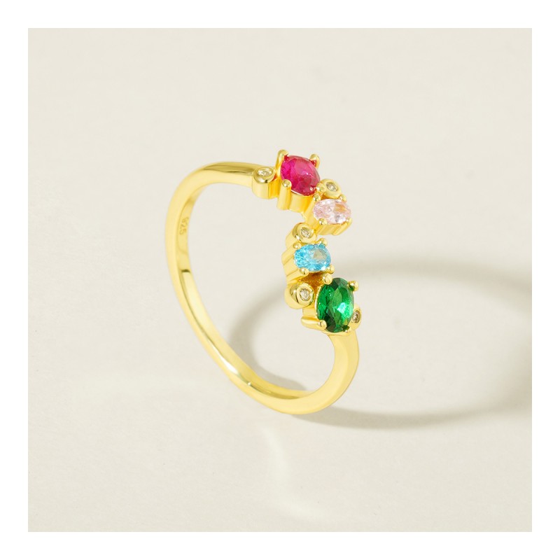 Colored Zircon Ring - S925 Pure Silver Opening