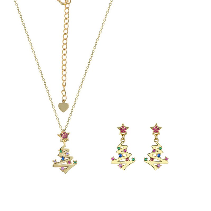 Christmas Jewelry Set - Handmade Colorful Zircon
