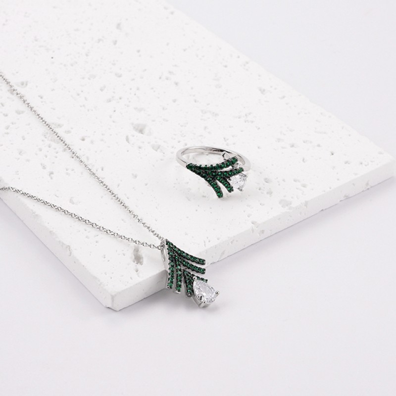 Leaf Jewelry Set - Full Cz Pave Summer New