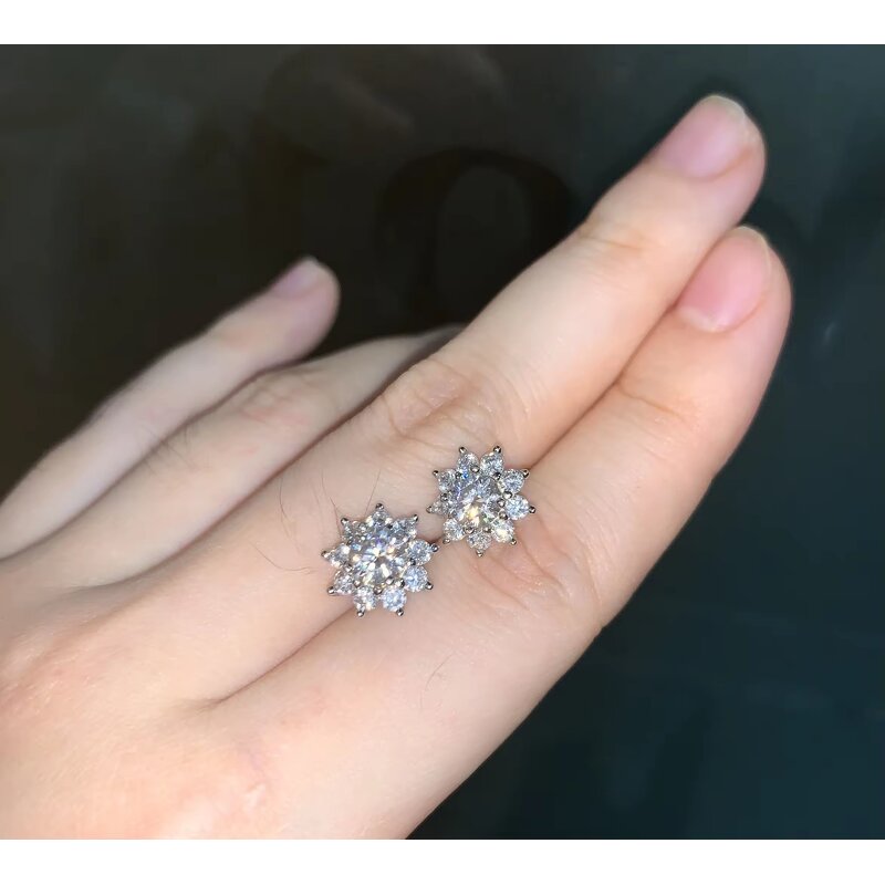 Moissanite Earrings - Rhodium Plated GIC Factory