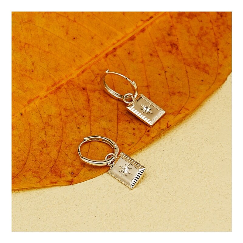 Geometric Hoop Earrings - Gold Plated Octagram