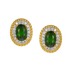 Diopside Hoop Earrings - S925 Natural French