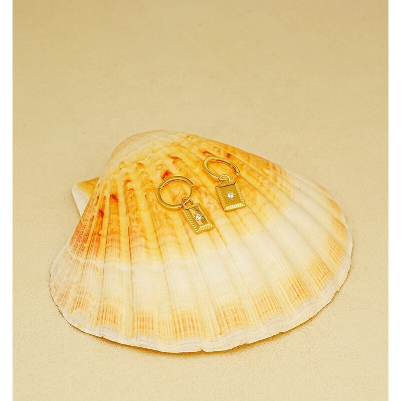 Geometric Hoop Earrings - Gold Plated Octagram