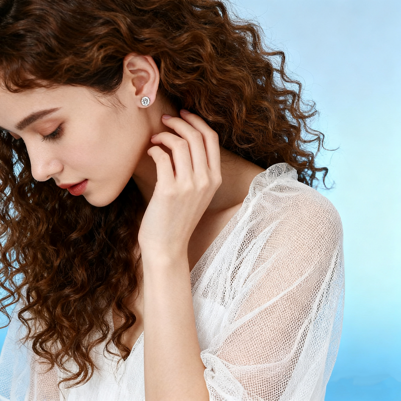 Moissanite Stud Earrings - Oval Halo Design Factory