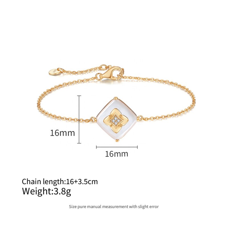 4 Leaf Clover Bracelet - Natural Stone Adjustable