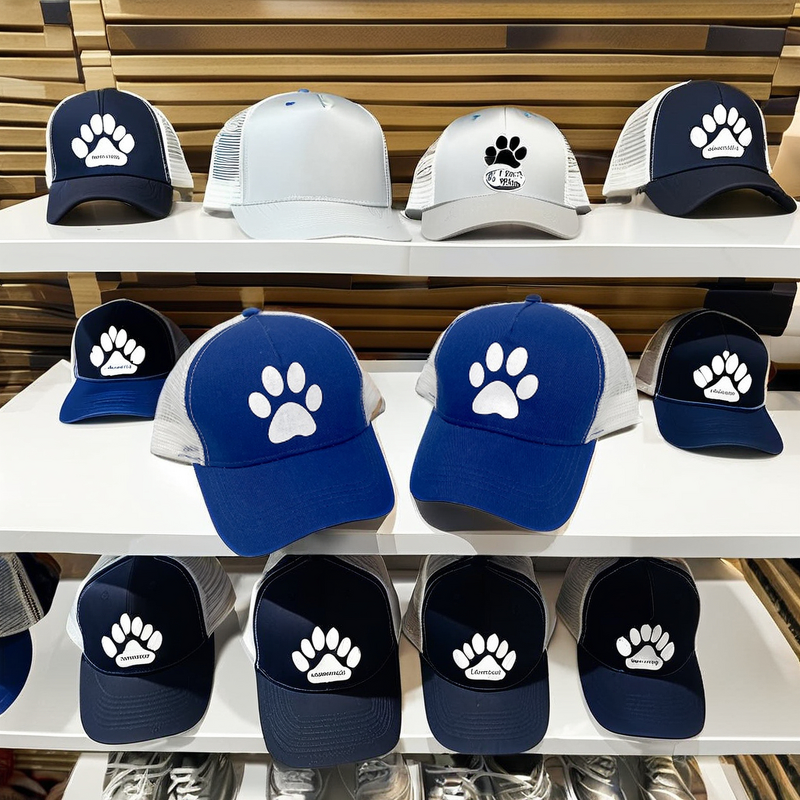 Kids Trucker Hat Factory - Denim Paw Print Custom