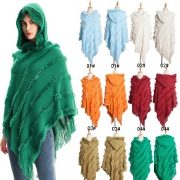 Hooded Sweater Cape - Women's Solid Factory