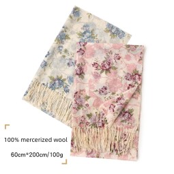 Wool Scarf - Rose Tassel Light Color Factory