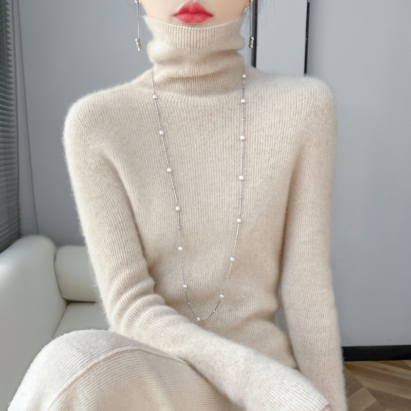 Wool Sweater - Camel Color Turtleneck