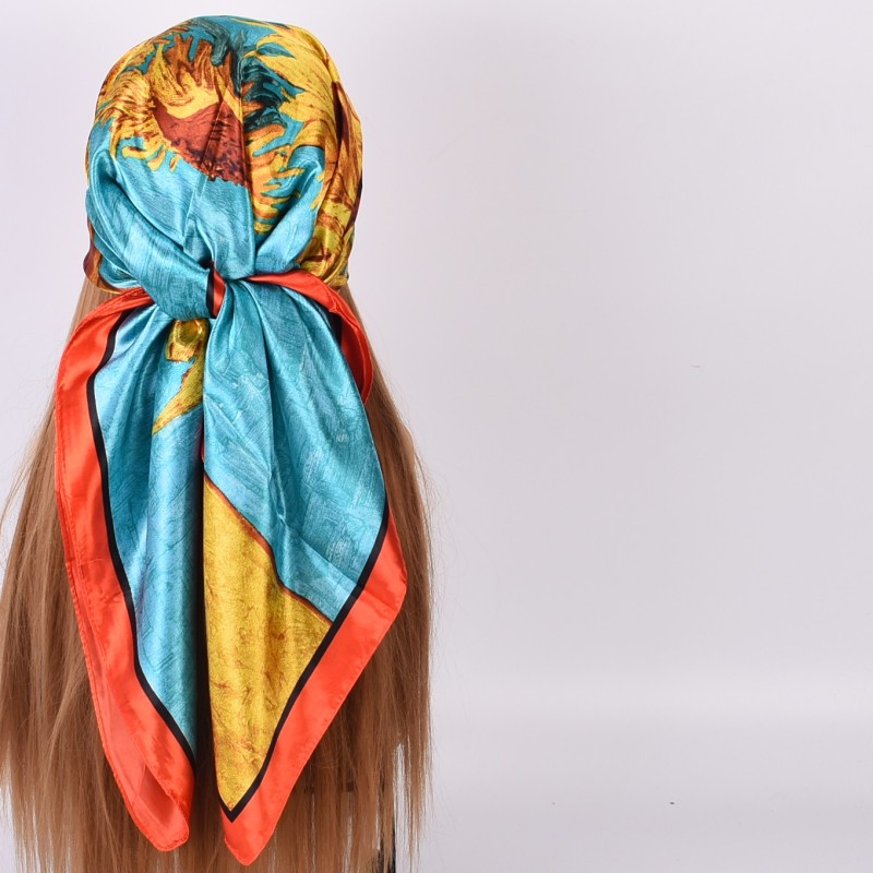 Satin Scarf - 90*90 Geometric Print Factory