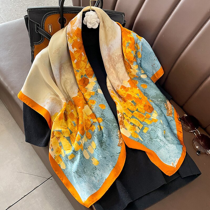 Silk Scarf - Luxury Yellow Flower Factory