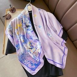 Imitation Silk Scarf - Geometric Purple Factory