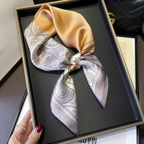 Silk Scarf - Mulberry Geometric Rolled Edge