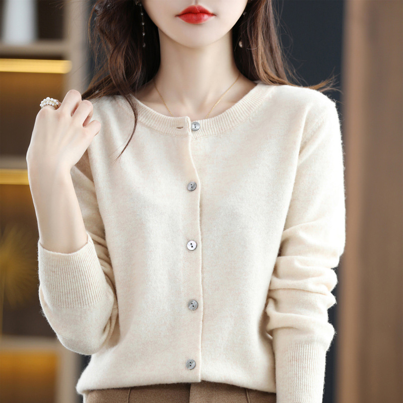 Wool Cardigan - Plain Knitted White Factory